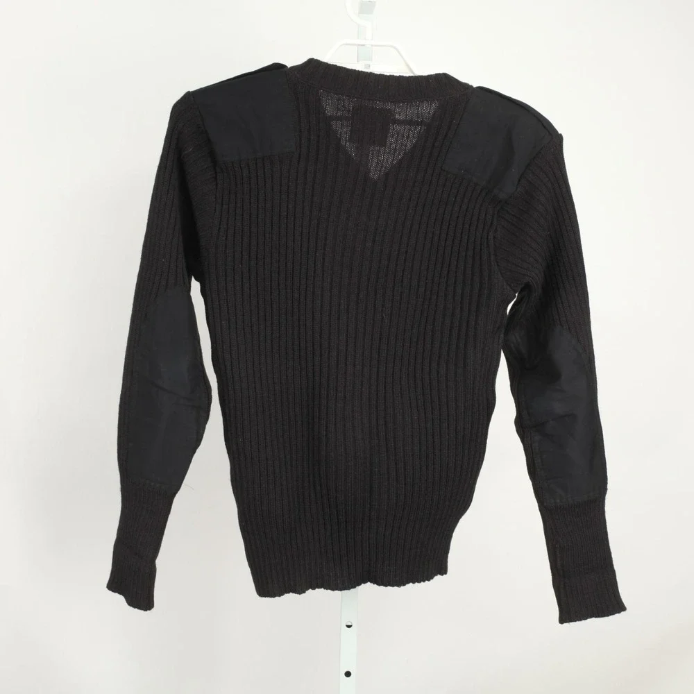 Brigade Quartermasters Woolly Pully Sweater Men 42 Black Military V-Neck England